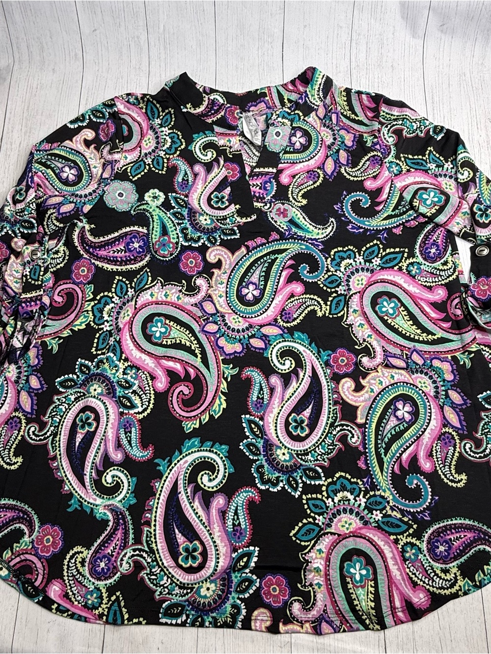 Dear Scarlett Lizzy Top NWT Colorful Paisley Floral Boho Blouse Medium - Picture 3 of 10